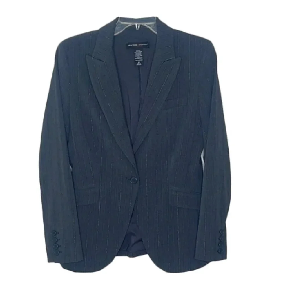 ❤️ NEW YORK & COMPANY Men's Black Pinstripe Blazer Sizd 10